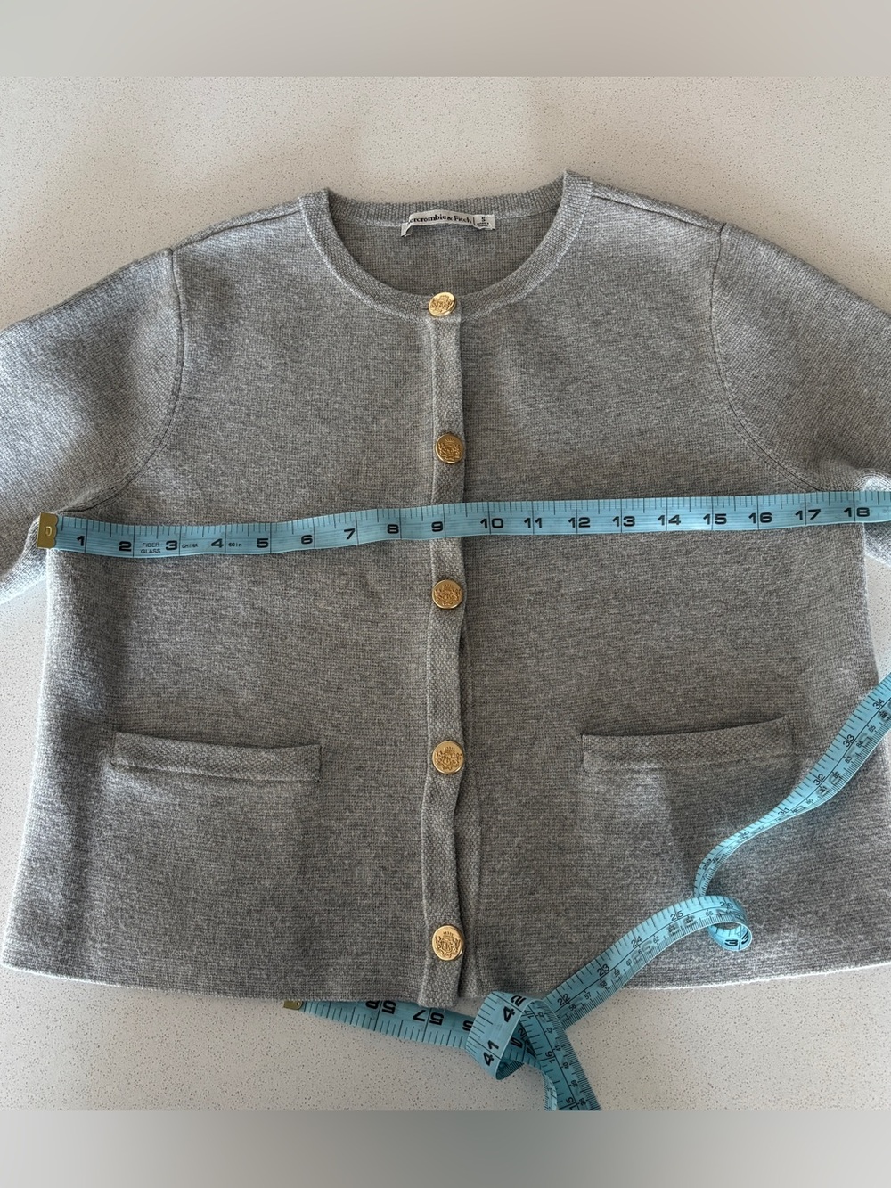 Abercrombie & Fitch Luxe Loft Short Sleeve Button Cropped Cardigan - Picture 9 of 9